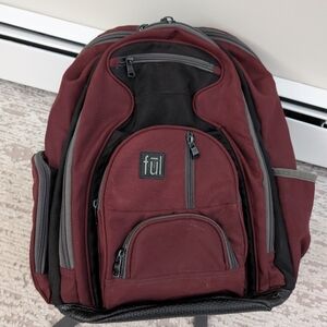 Ful Backpack w Laptop Compartment Maroon Black, Hike Walk Original Owner- SALE